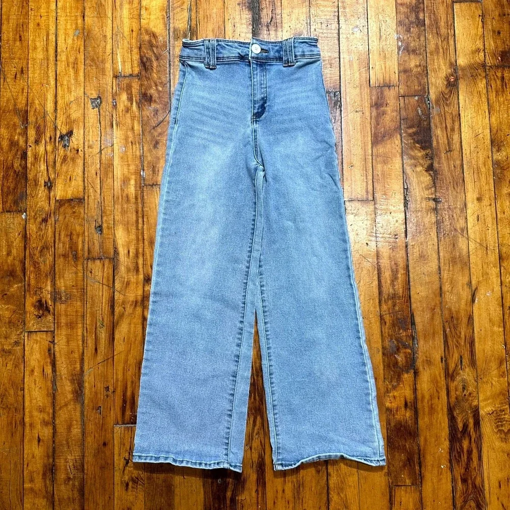 Jessica Simpson Jeans Girls Size 10 Blue Denim Light Wash Mia Wide‎ Leg Classic